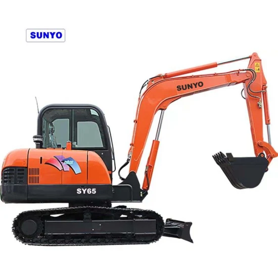 La miniexcavadora Sunyo Excavator Sy65 es una excavadora de orugas hidráulica como retroexcavadora y minicargadora.